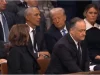 Vídeo: Reação de Kamala ao ver Obama e Trump conversando viraliza